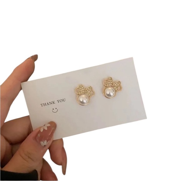 Minnie Mouse Gold Plated Stud Earrings - Picture 2 of 4